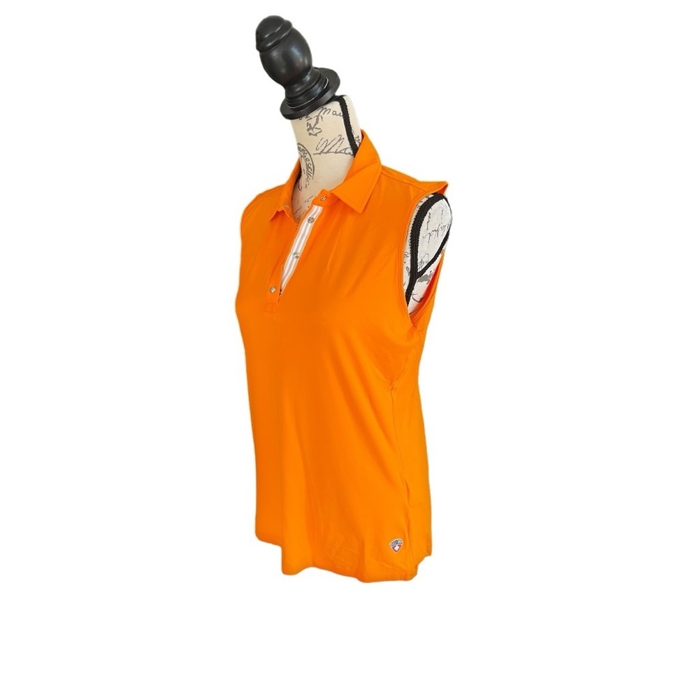 Post Card sleeveless golf polo size large EU 46, orange, new with tags, MSRP 173